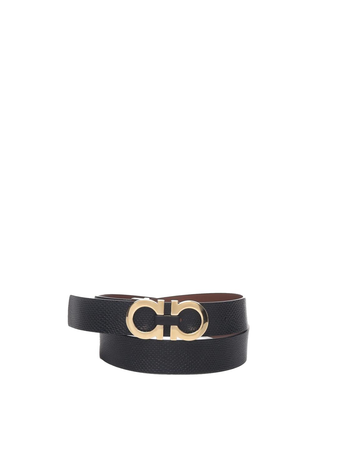 Cintura in pelle double face fibbia Gancio 678783 0756229025 FERRAGAMO 