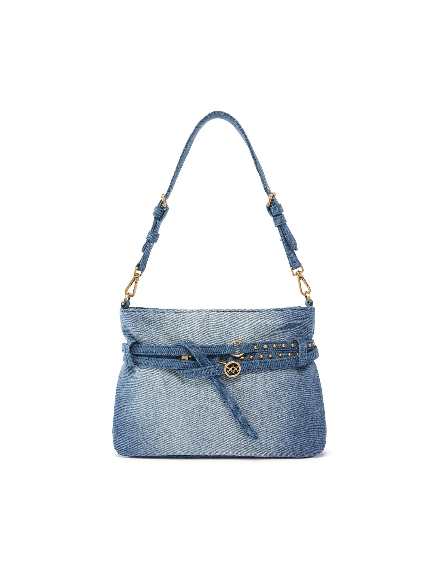 Borsa a spalla Belt Bag Mini in denim 106177 A31GPJDQ PINKO 