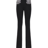 Pantaloni con rose gioiello ricamate 106445 A31PZ99 PINKO 
