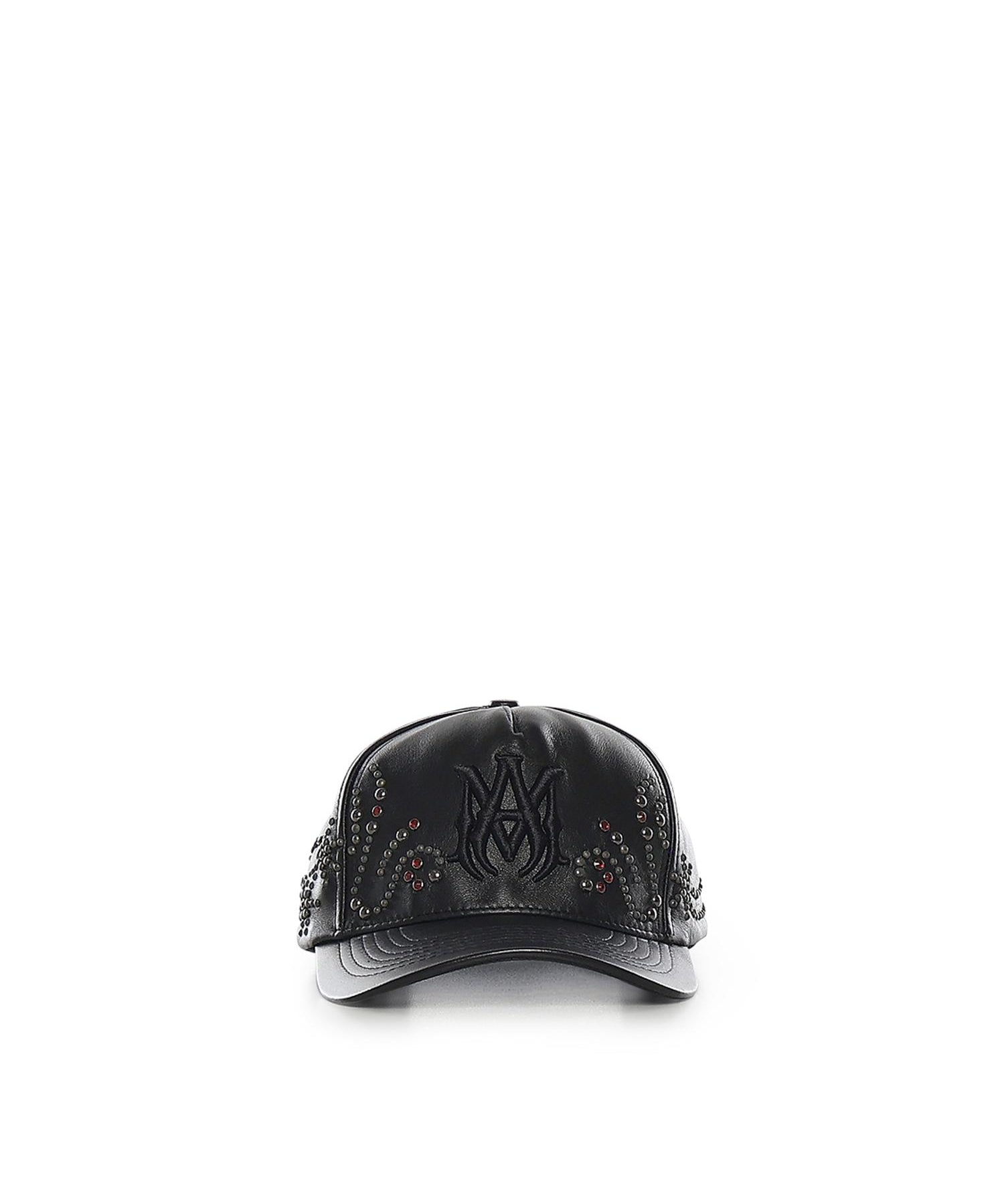 Cappello in pelle con cristalli e logo AMSAHE1019 001 AMIRI 
