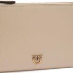 Pochette piatta in pelle con logo Love Birds 104277 A0F1C50Q PINKO 