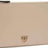 Pochette piatta in pelle con logo Love Birds 104277 A0F1C50Q PINKO 