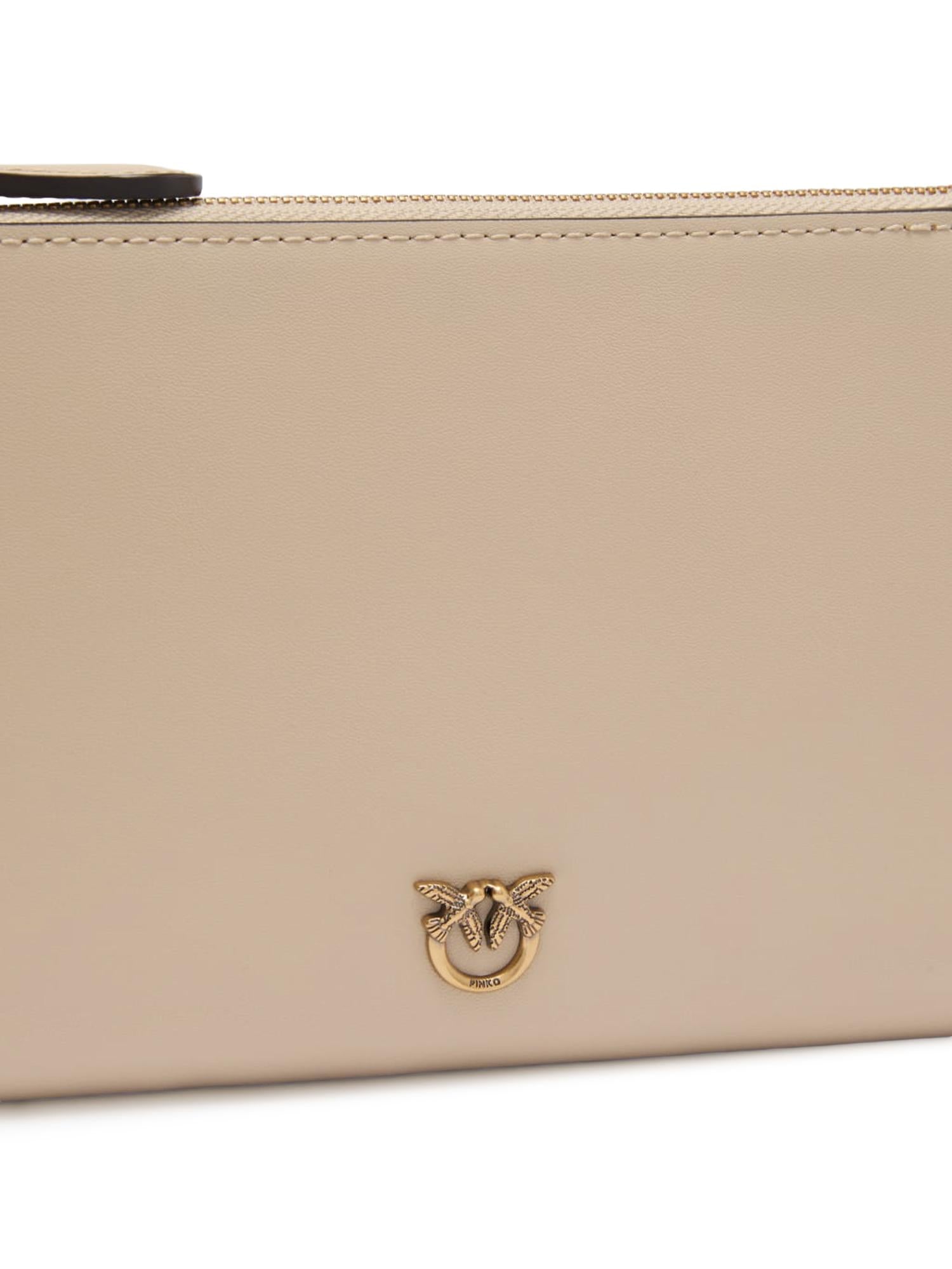 Pochette piatta in pelle con logo Love Birds 104277 A0F1C50Q PINKO 