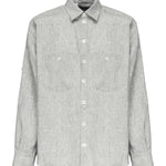Camicia in tela di lino delavè G5NI3T FU4MFS8290 DOLCE & GABBANA 