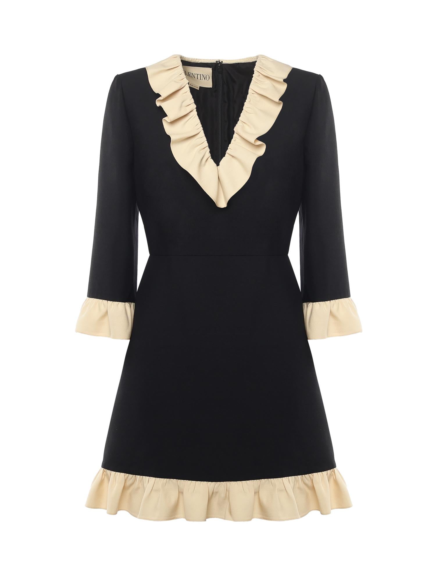 Abito corto in crepe couture con ruches 7B3VADY0 1CFTB1 VALENTINO GARAVANI 