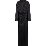 Abito lungo chemisier in fresco di lana gessato DA570 ES0080D999 DONDUP 