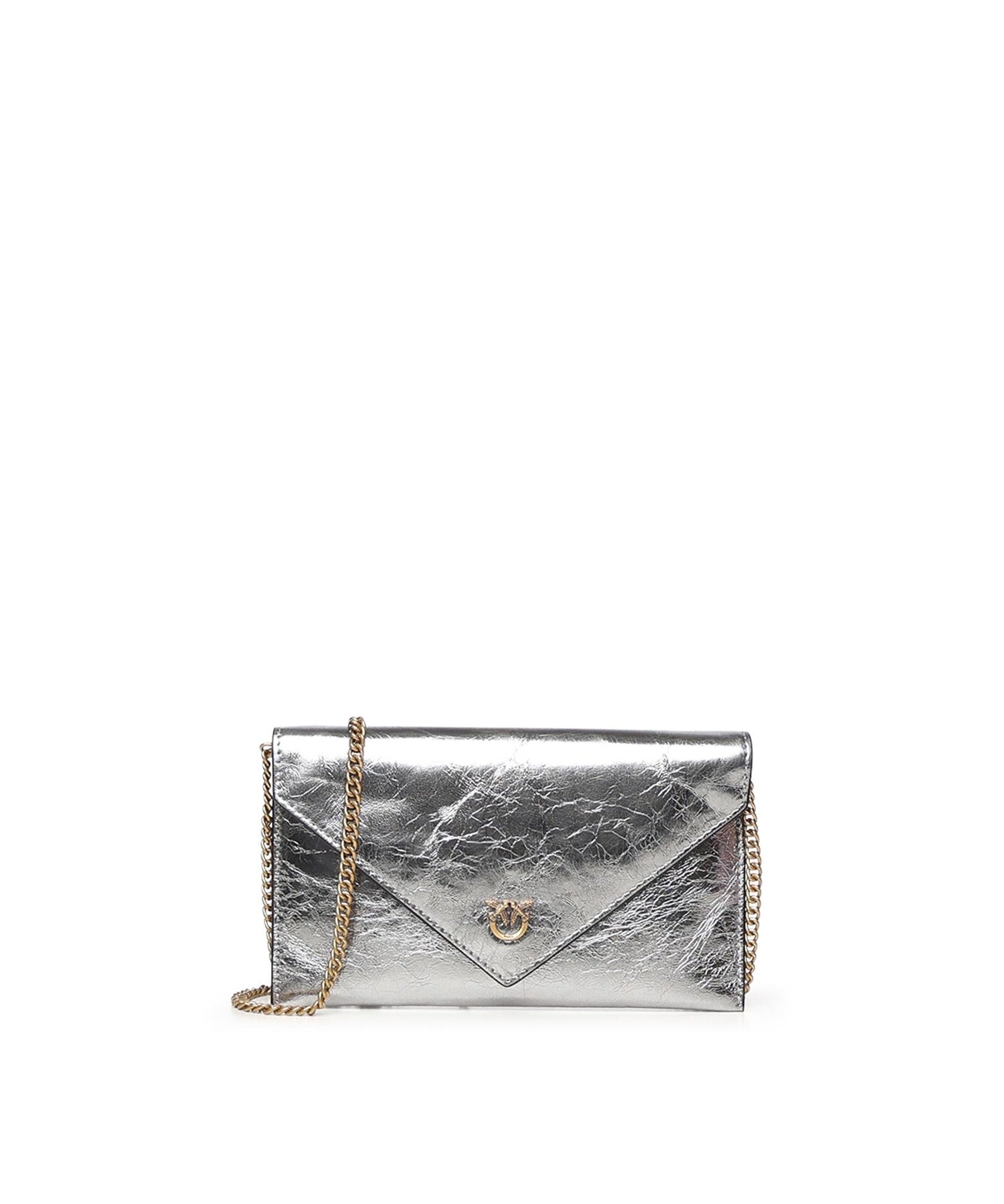 Bustina in pelle metallizzata con logo 105347 A2OTKZ7Q PINKO 