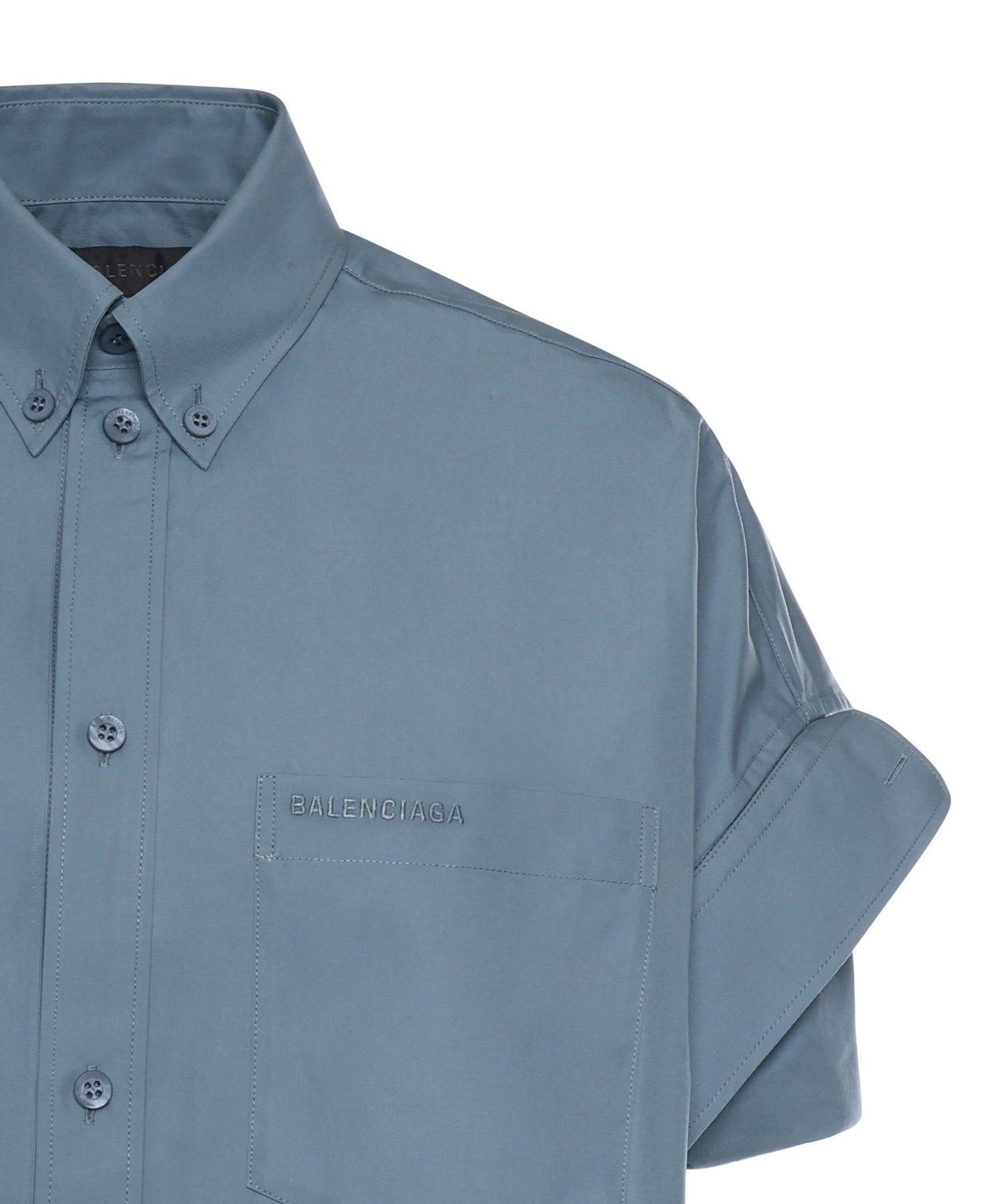 Camicia con maniche con risvolto in popeline di cotone 857833 TTM131463 BALENCIAGA 