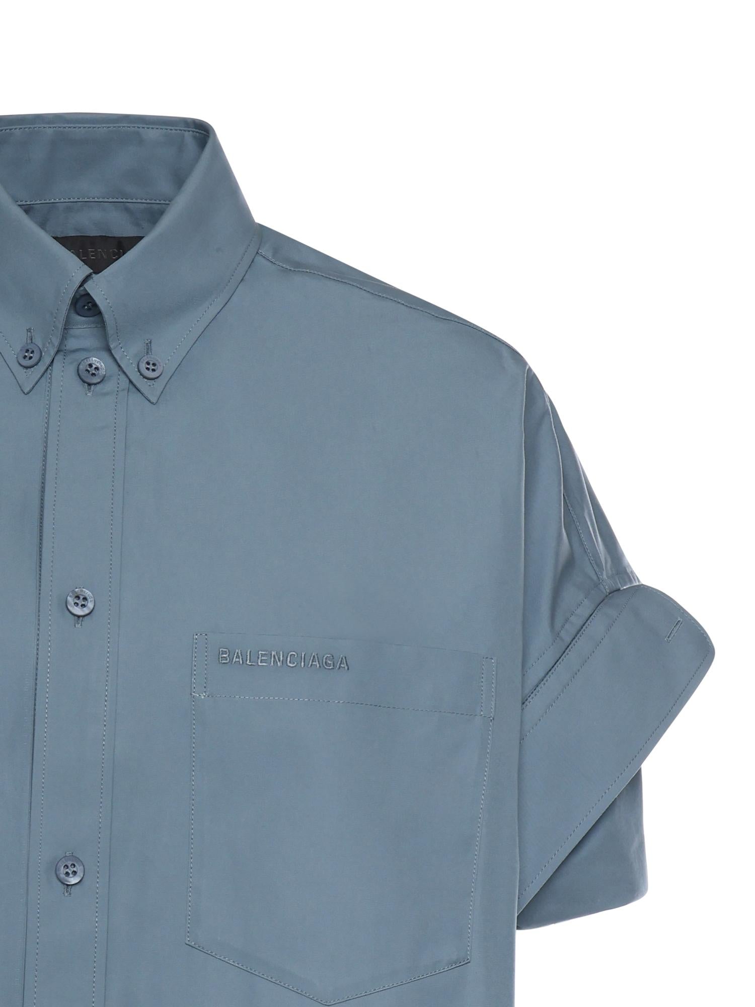 Camicia con maniche con risvolto in popeline di cotone 857833 TTM131463 BALENCIAGA 