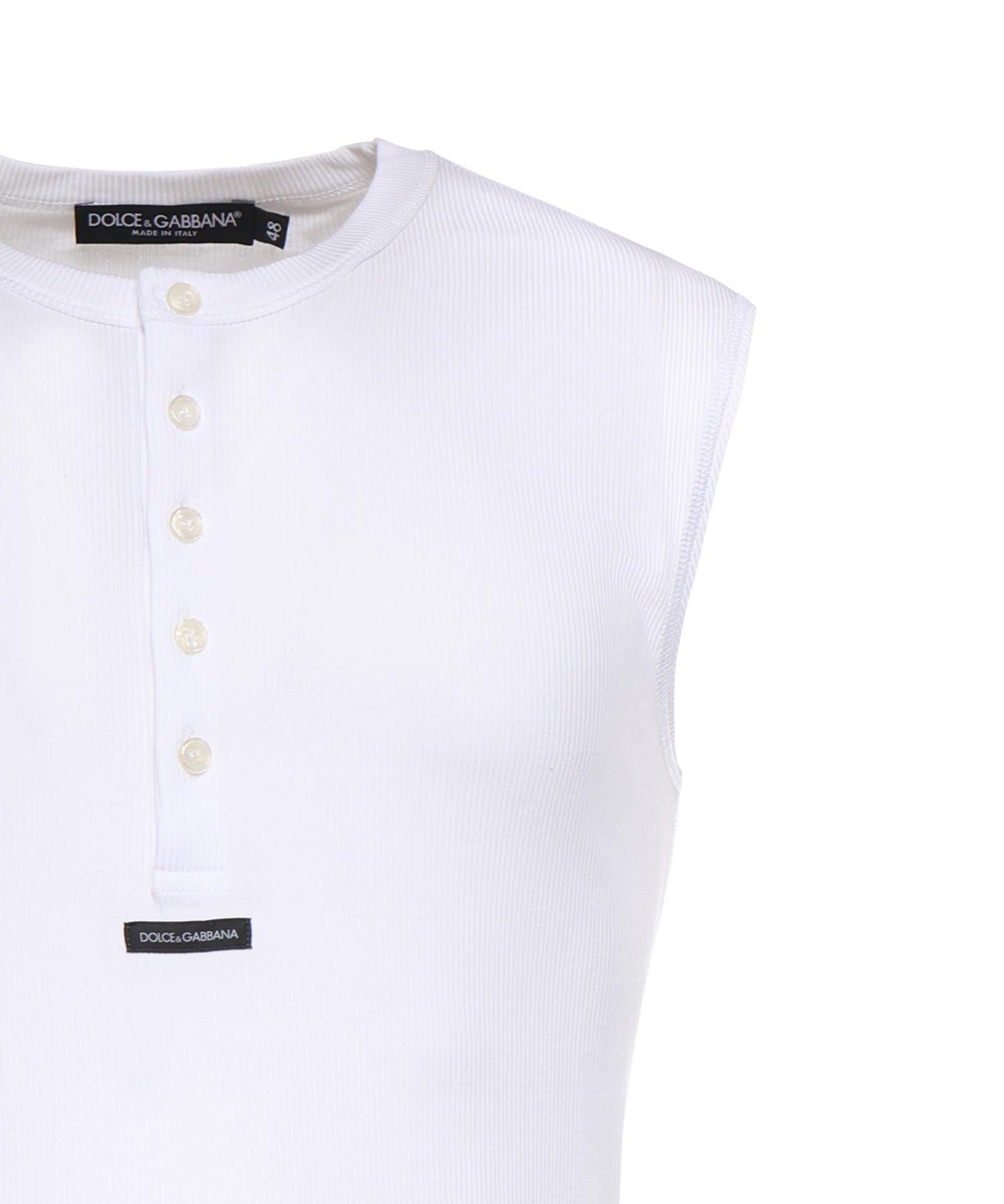 T-shirt Serafino in cotone con logo G8TO9T FU7AVW0800 DOLCE & GABBANA 