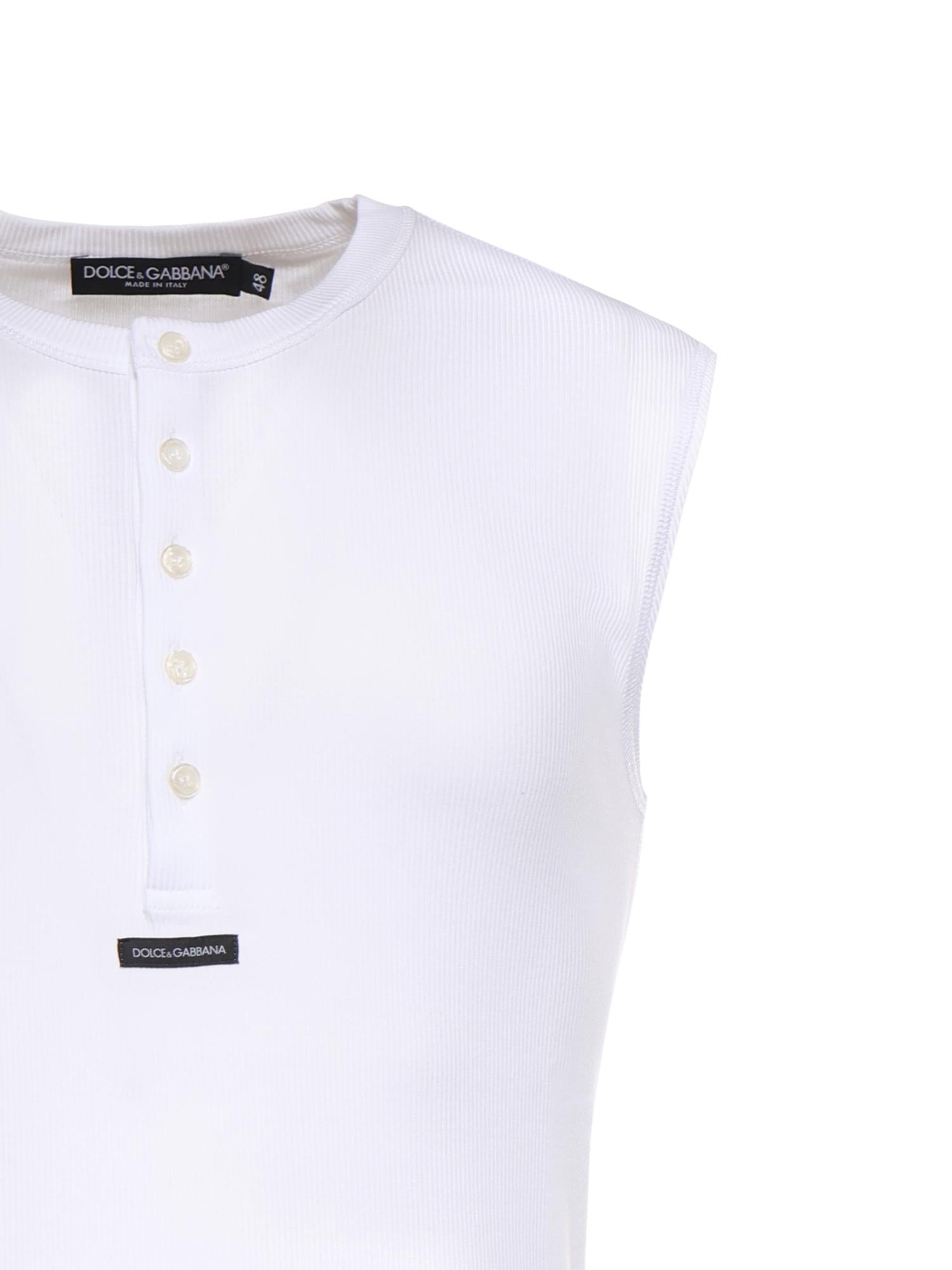 T-shirt Serafino in cotone con logo G8TO9T FU7AVW0800 DOLCE & GABBANA 