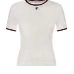 T-shirt in cotone 125JTS0117JS0203 HERITAGEWHITE/BORDEAUX COURREGES 