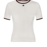 T-shirt in cotone 125JTS0117JS0203 HERITAGEWHITE/BORDEAUX COURREGES 