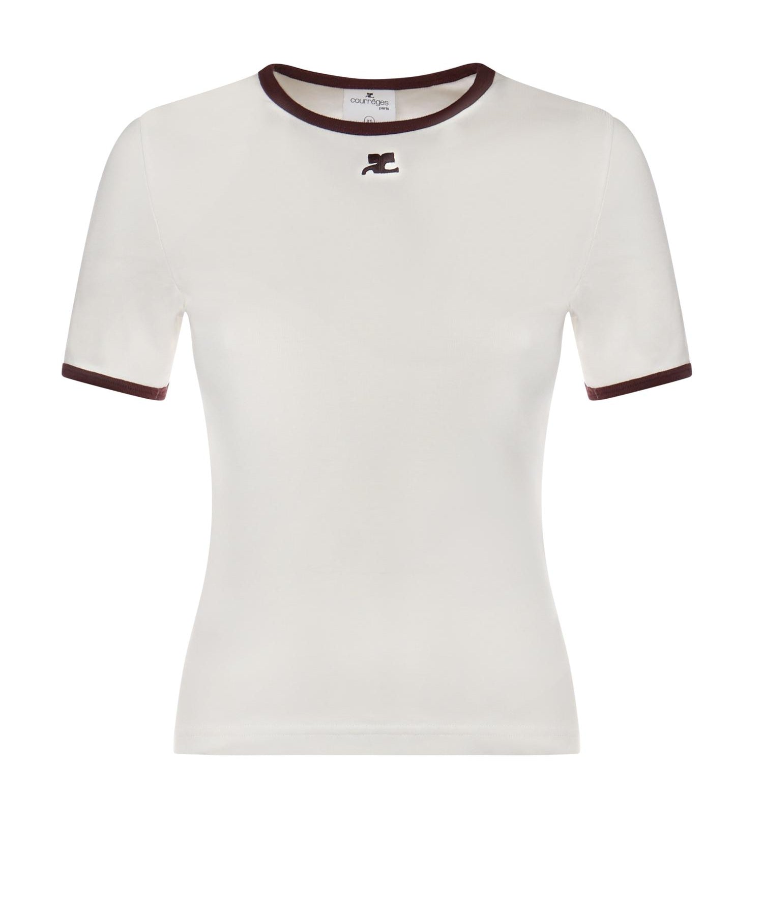 T-shirt in cotone 125JTS0117JS0203 HERITAGEWHITE/BORDEAUX COURREGES 