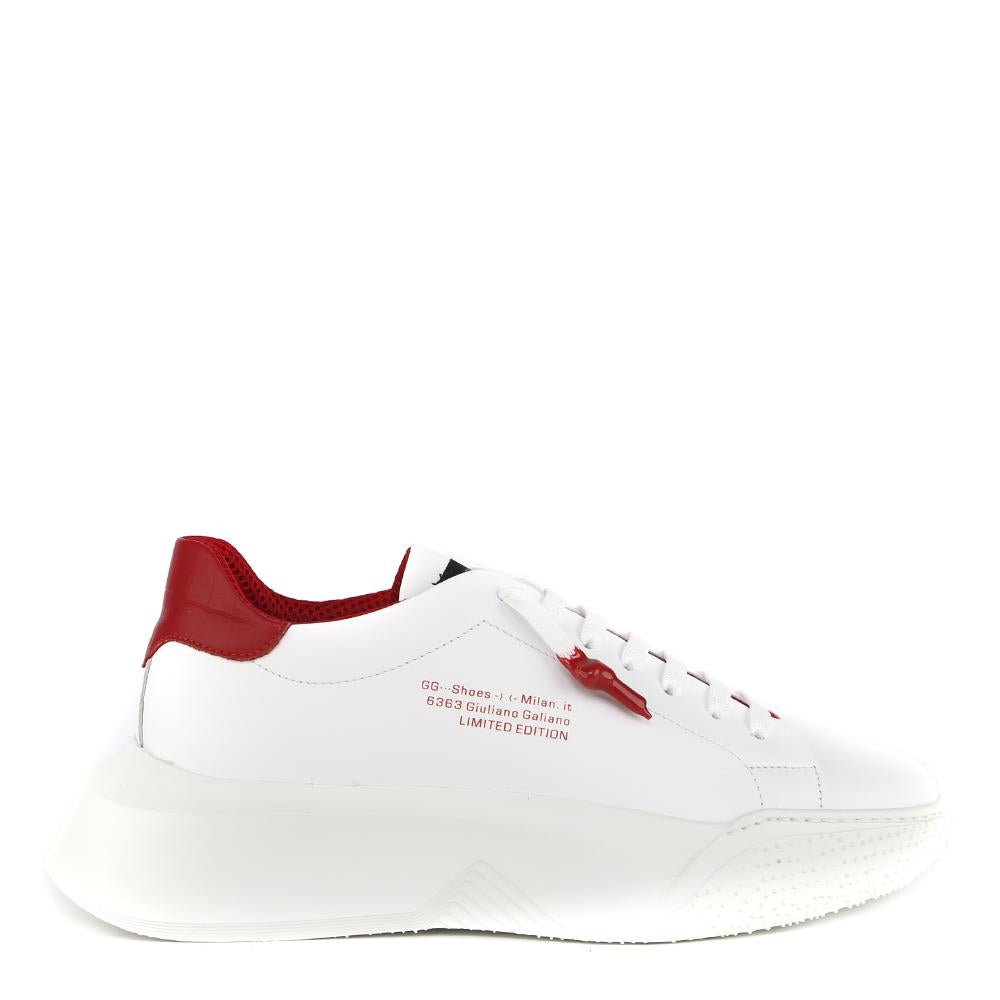 Sneakers nemesis in pelle con talloncino a contrasto<BR/> NEMESIS 2 NAPPA/CROCKWHITE/RED GIULIANO GALIANO 