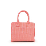 Borsa shopper piccola Beach in rafia con logo Love Birds<BR/> 106832 A39YN17 PINKO 