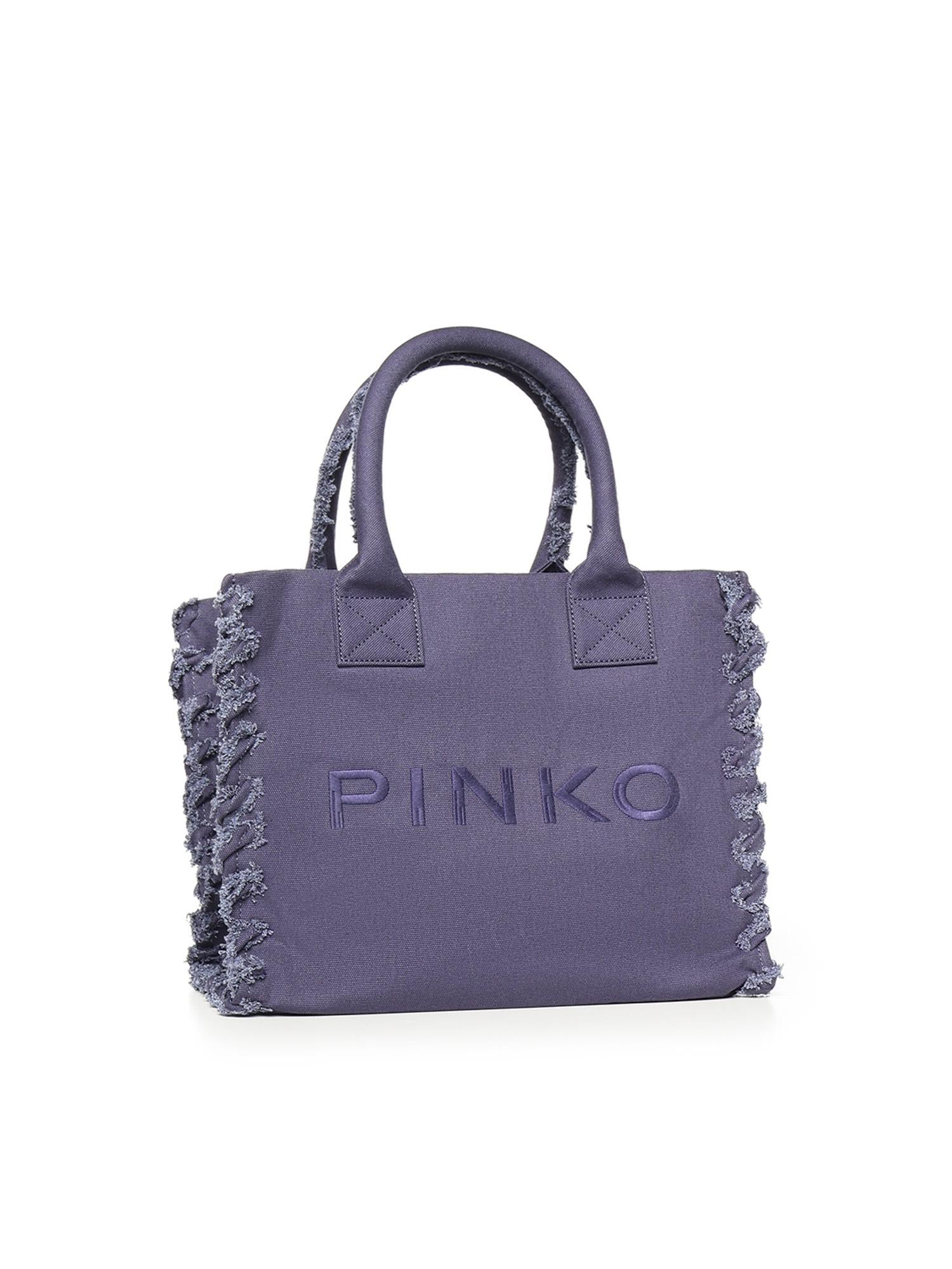 Borsa shopper Beach in canvas con logo 106673 A3A4J05 PINKO 