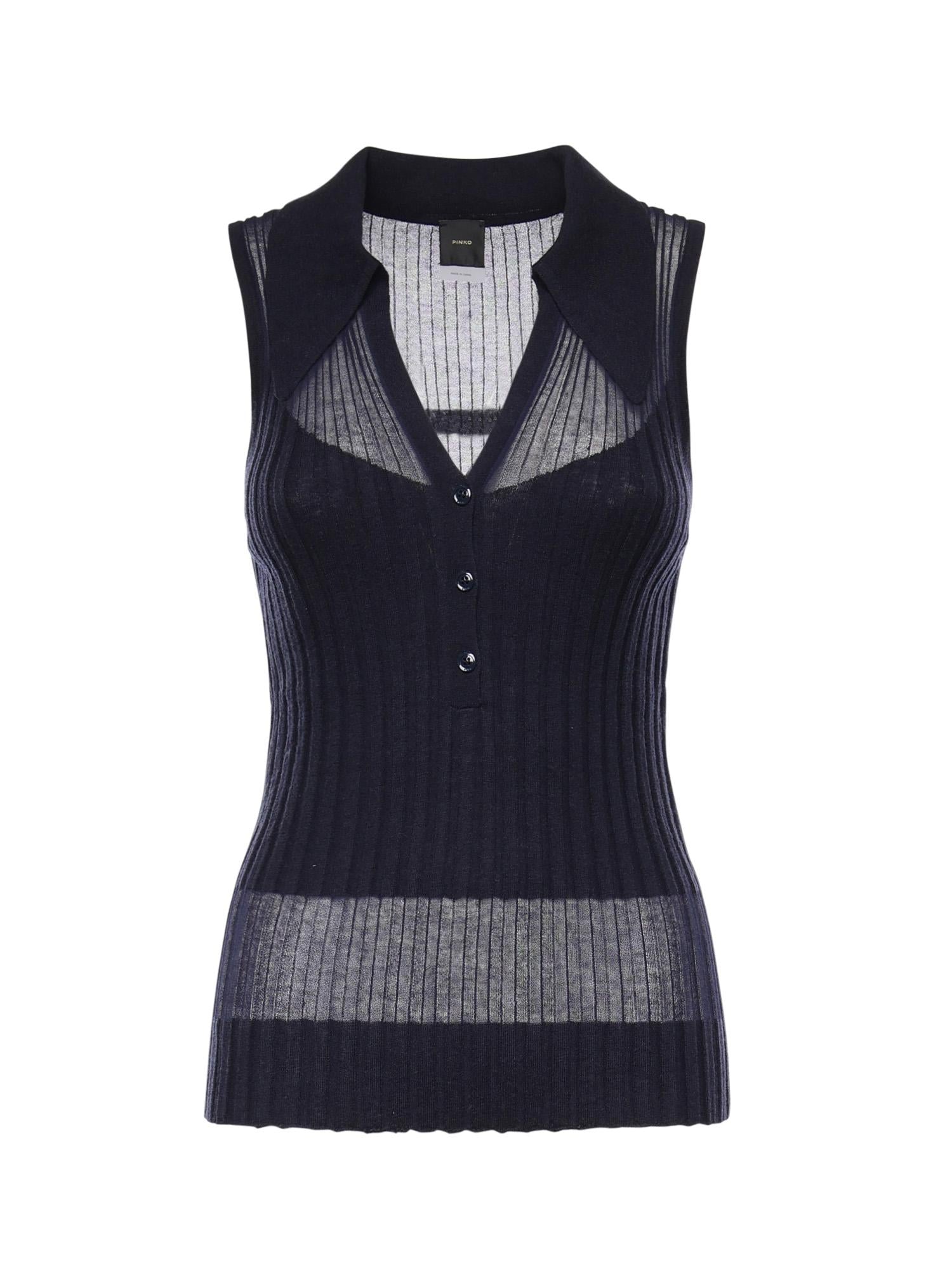 Canotta a polo in maglia a coste 106318 A34BG56 PINKO 