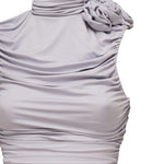 Abito midi arricciato con collo alto<BR/> 1205250000025 PURPLE MAGDA BUTRYM 