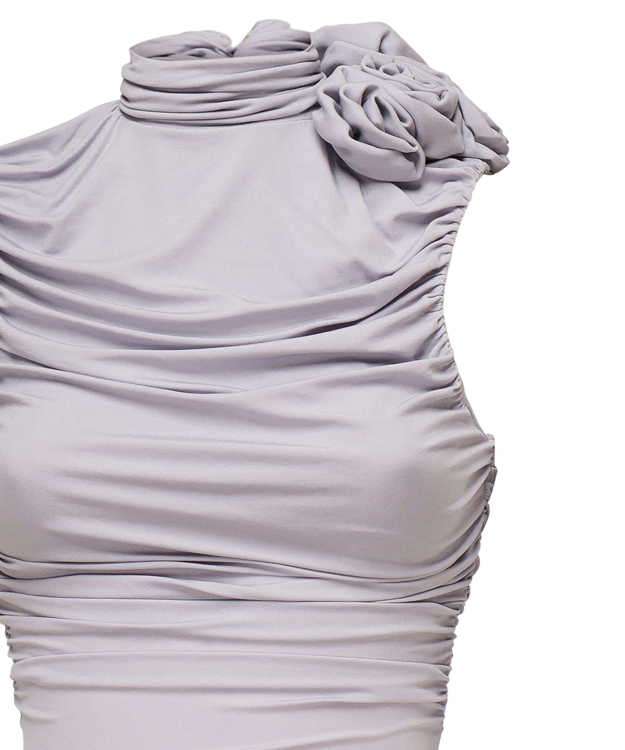 Abito midi arricciato con collo alto<BR/> 1205250000025 PURPLE MAGDA BUTRYM 