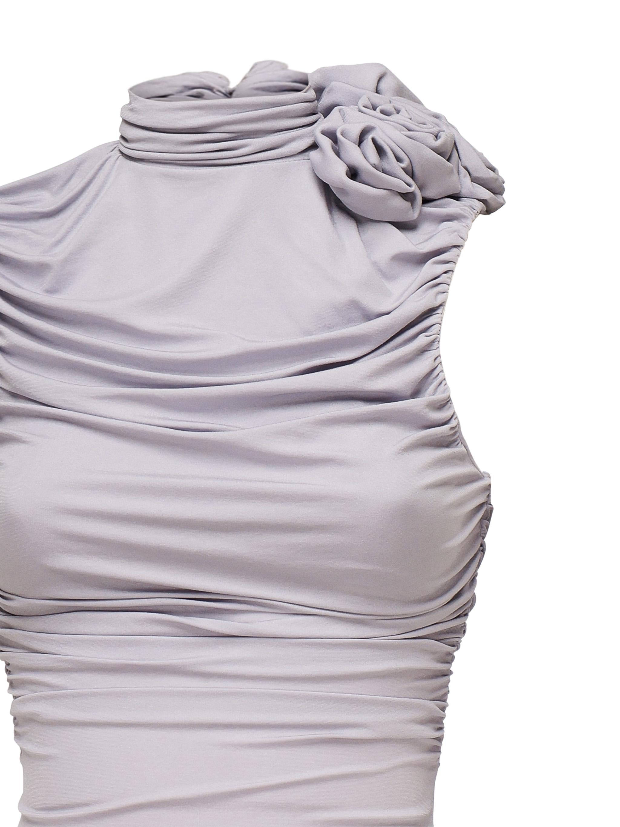 Abito midi arricciato con collo alto<BR/> 1205250000025 PURPLE MAGDA BUTRYM 