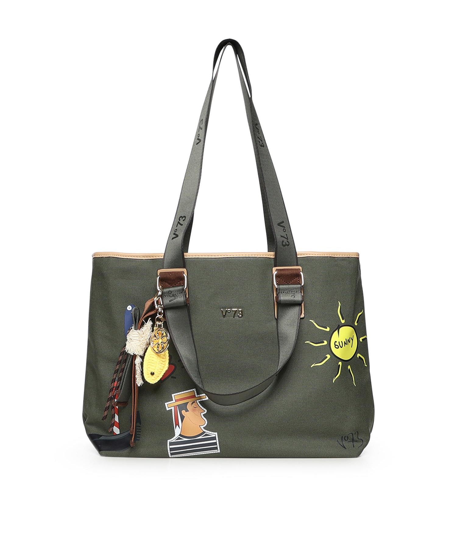 Borsa shopping Tita con logo 73BS9TZ01C TITAVERDE/NATURALE V° 73 