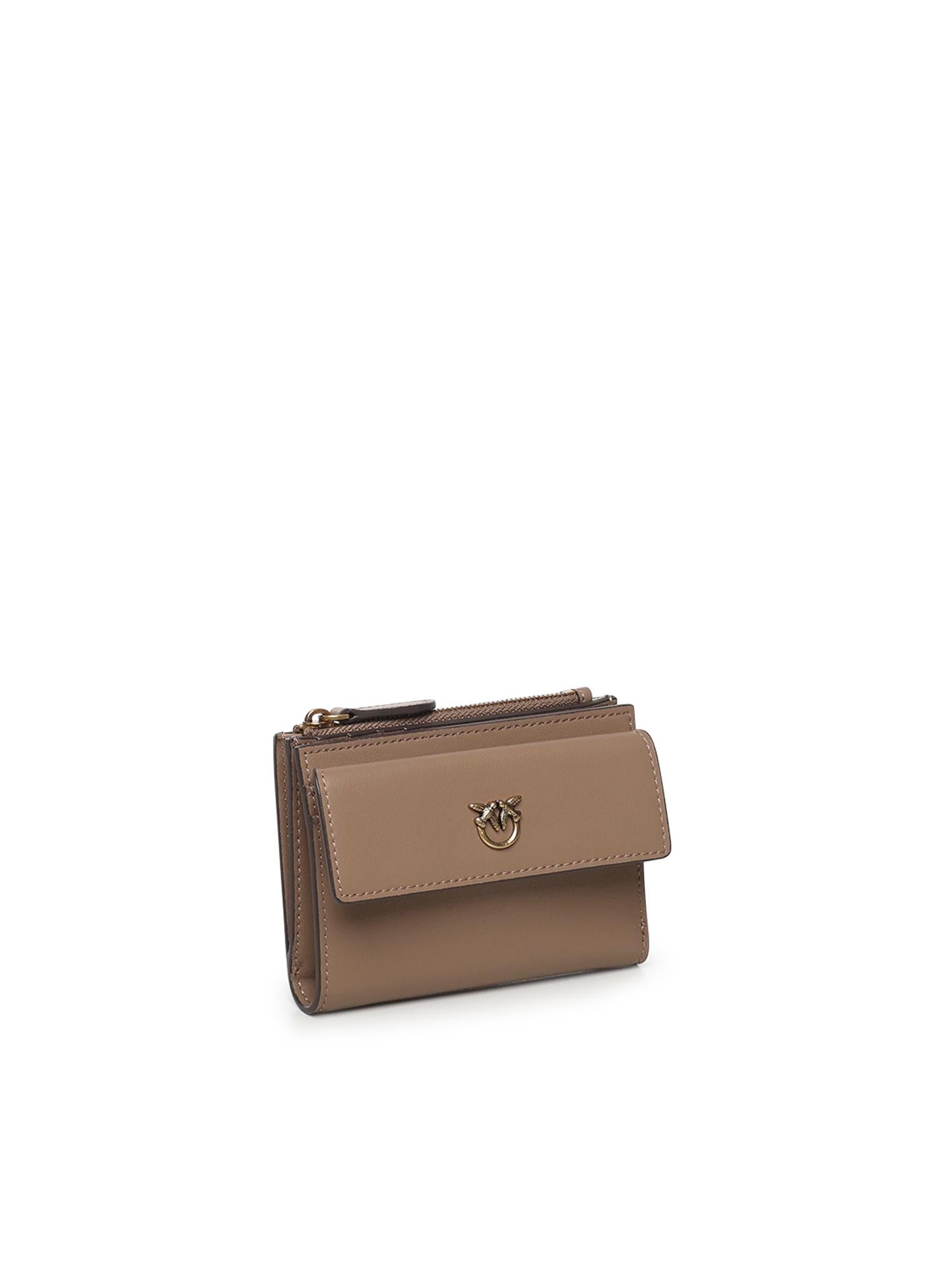 Portafoglio compatto in pelle con logo 103612 A0F1D01Q PINKO 