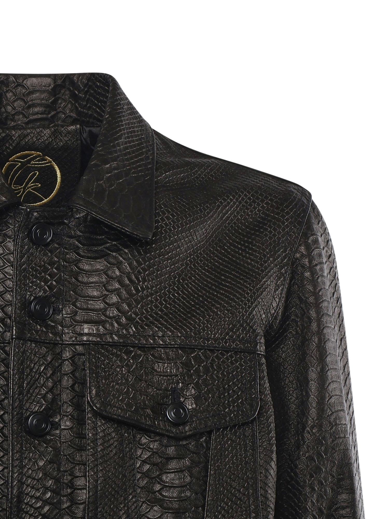 Giubbotto Julius in pelle<BR/> JULIUS CAESAR PITONENERO GIULIANO GALIANO 