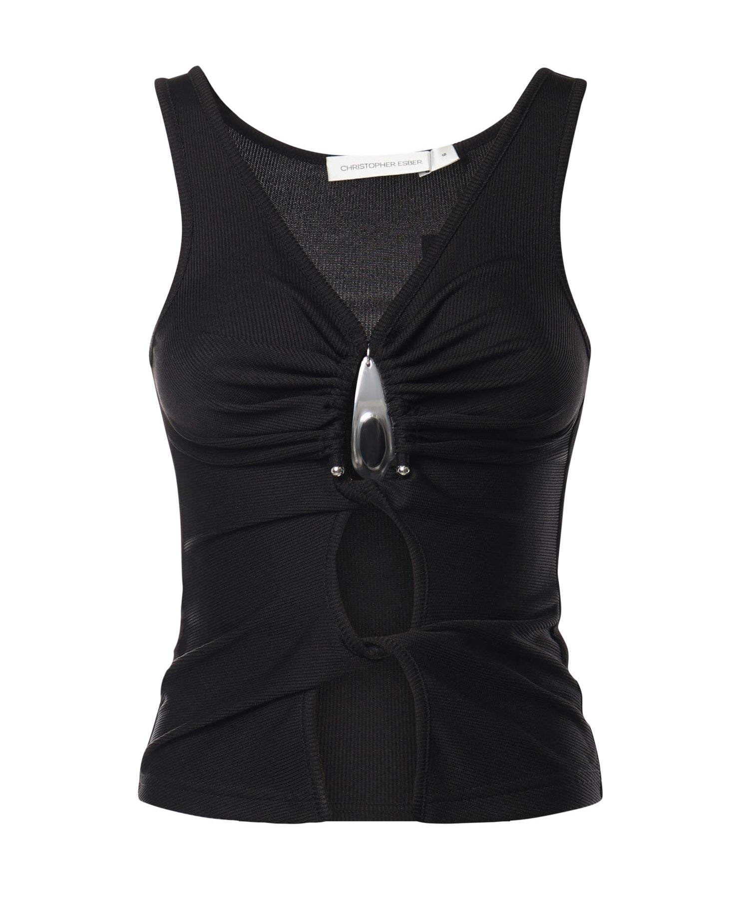 Top Crystal in maglia a coste 25041333 BLACK CHRISTOPHER ESBER 