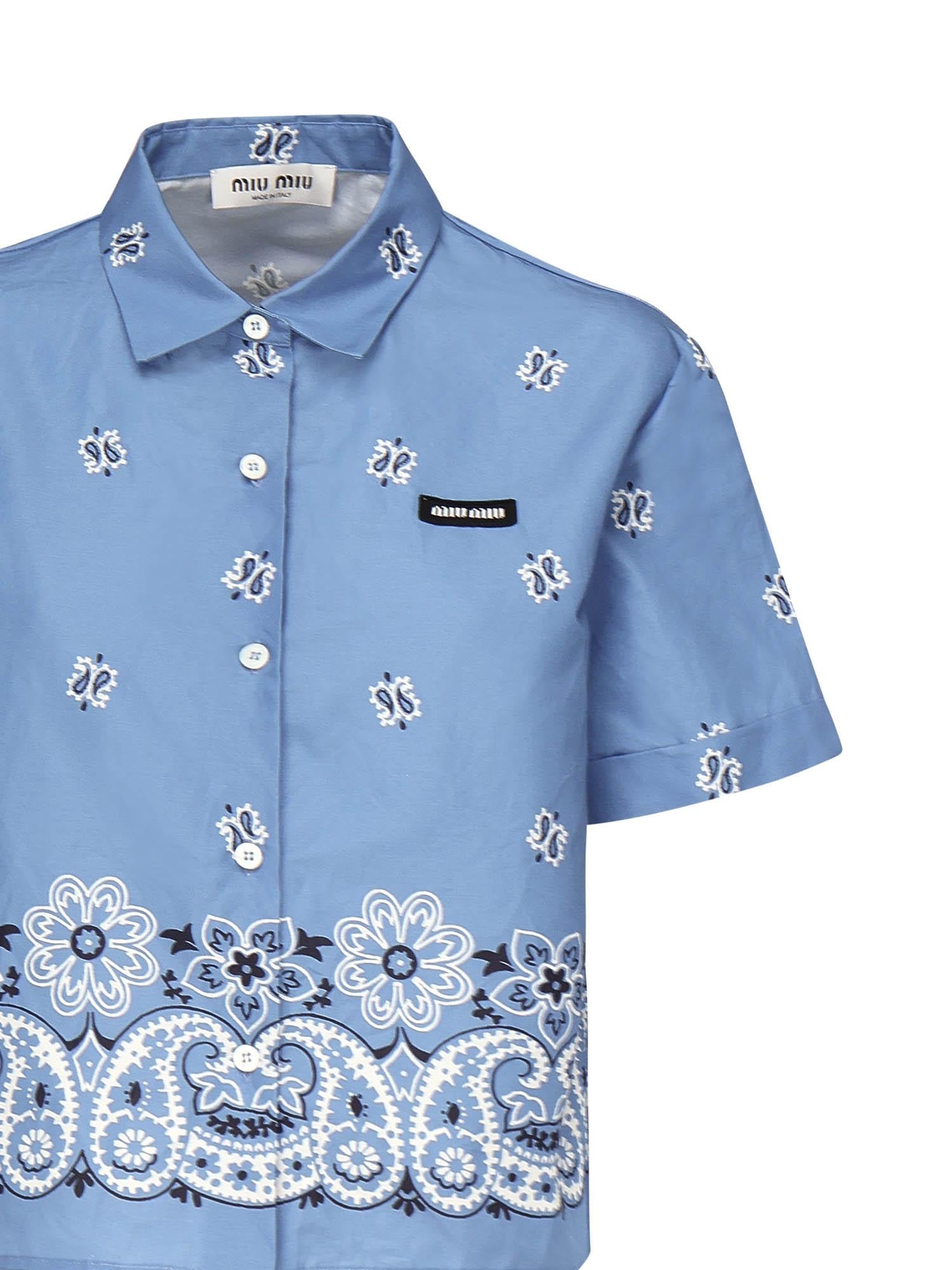 Camicia in popeline fiammato con stampa MK1951 17XXF061M MIU MIU 