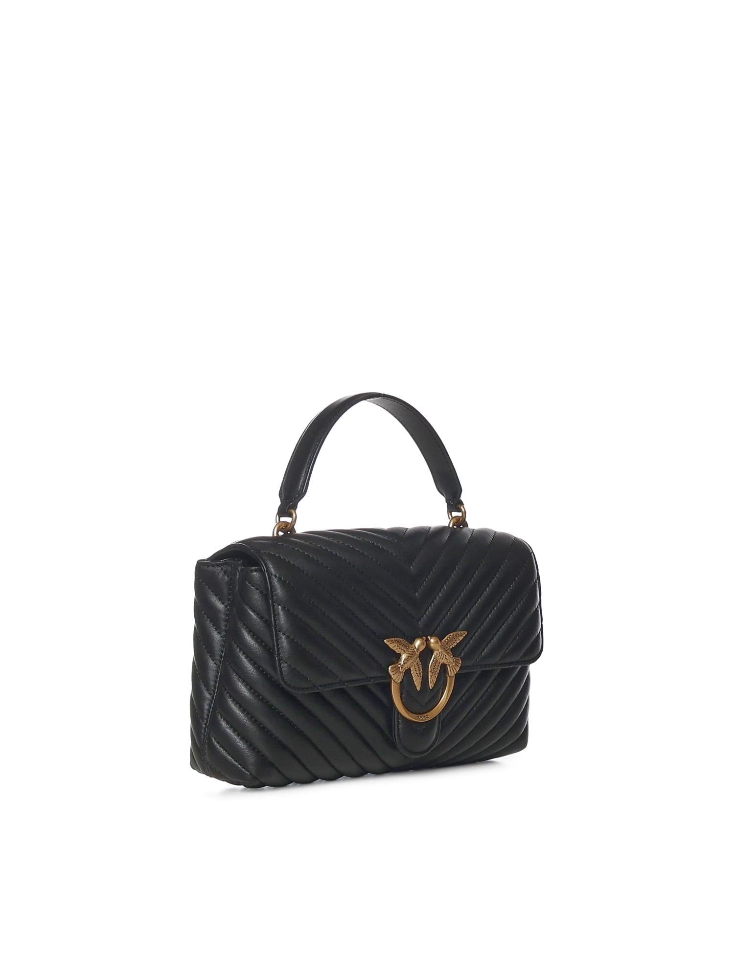 Borsa a mano media Love Bag Puff Chevron in nappa 100043 A0GKZ99Q PINKO 