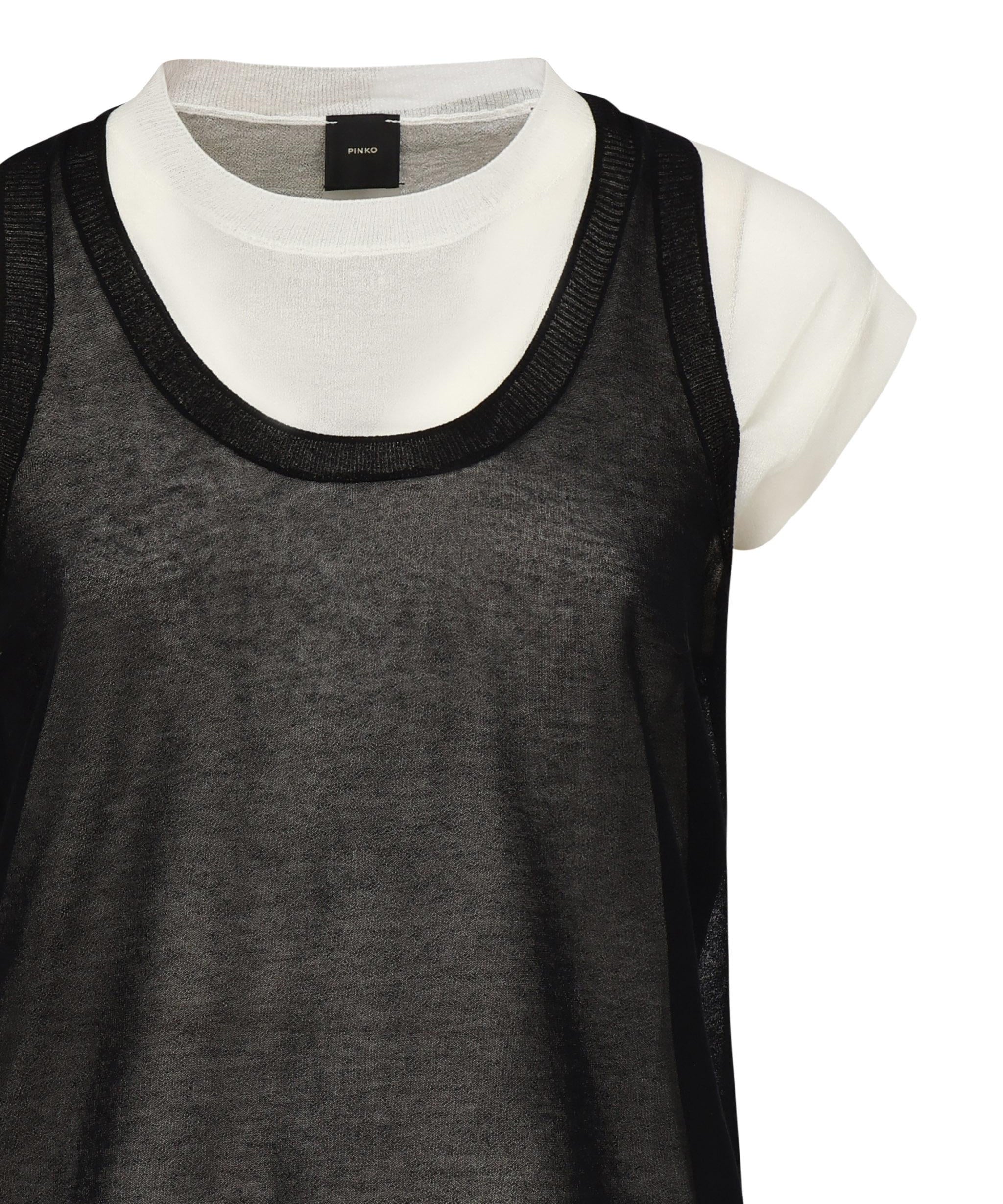 T-shirt con maniche asimmetriche e canotta abbinata 105152 A2LSZZ2 PINKO 