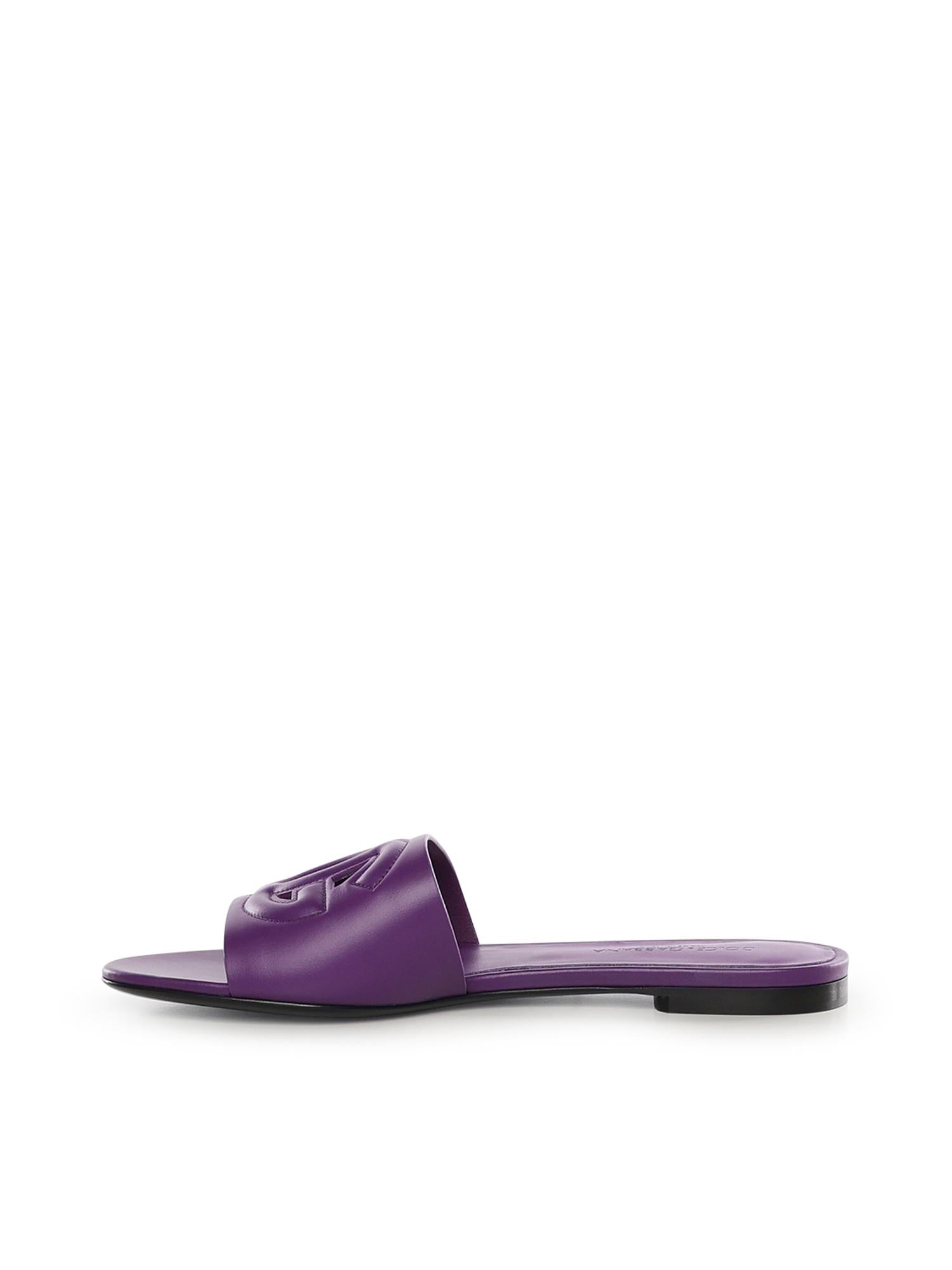 Slide in pelle di vitello e logo CQ0436 AY3298H438 DOLCE & GABBANA 