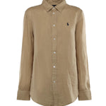 Camicia in lino con logo 211970730 506 POLO RALPH LAUREN 