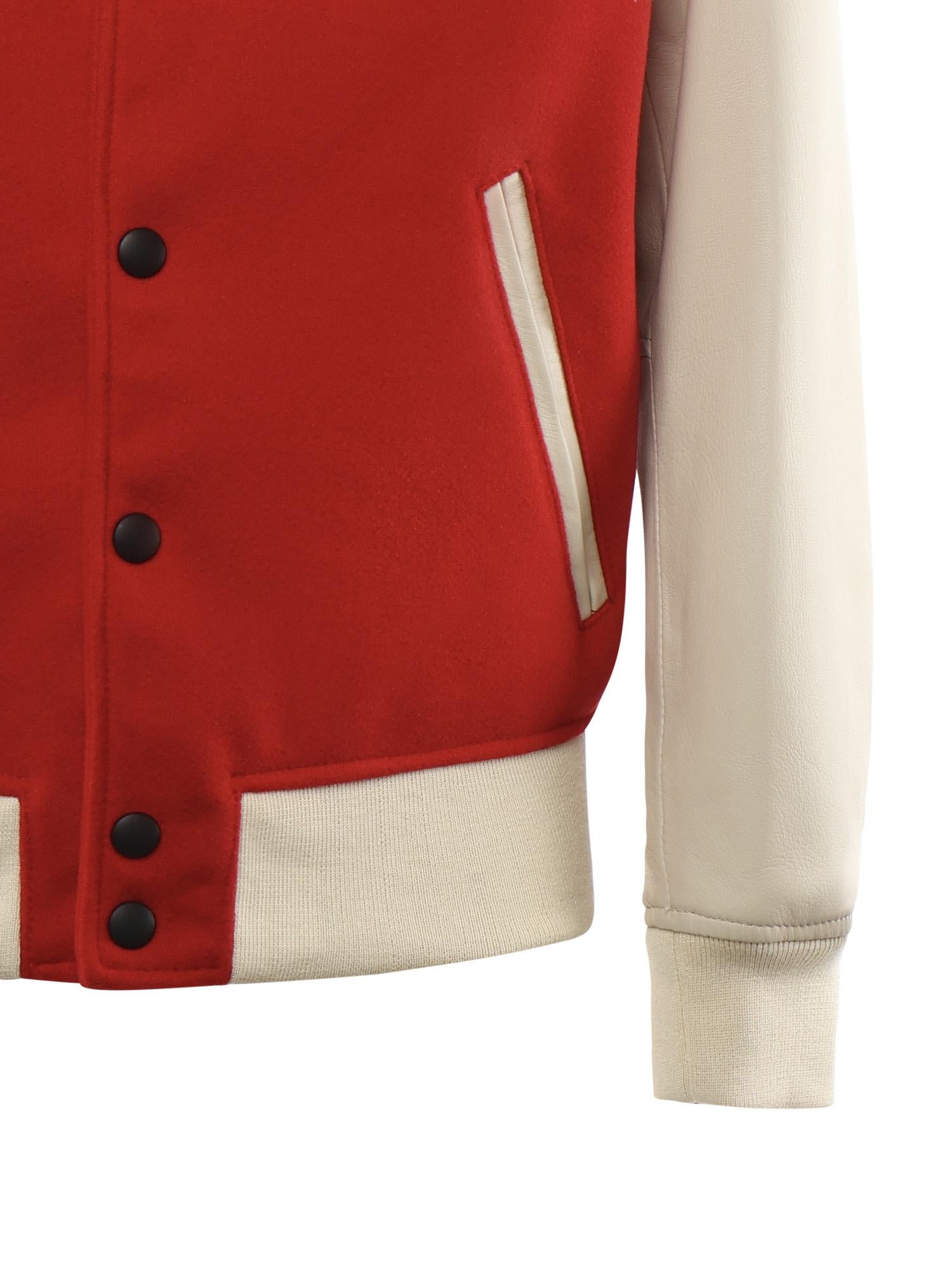 Bomber Varsity in nappa e tessuto VARSITY NAPPAROSSO GIULIANO GALIANO 