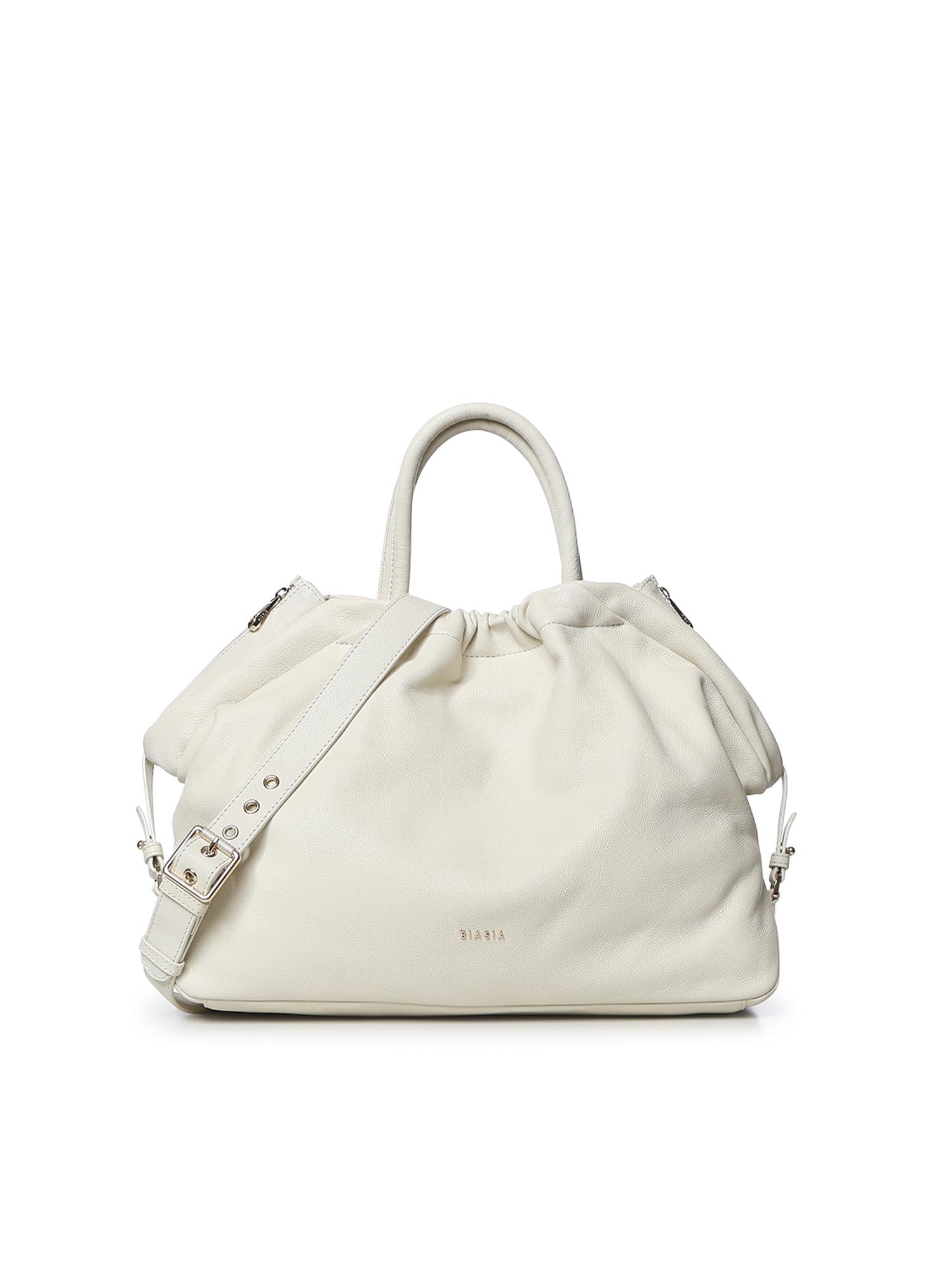 Borsa in pelle con logo BIBP9E701 AVORIO BIASIA 