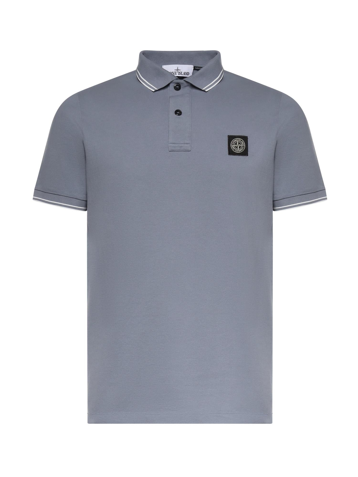 Polo in piqué di cotone con patch Compass L1S152200010 S0018V0024 STONE ISLAND 