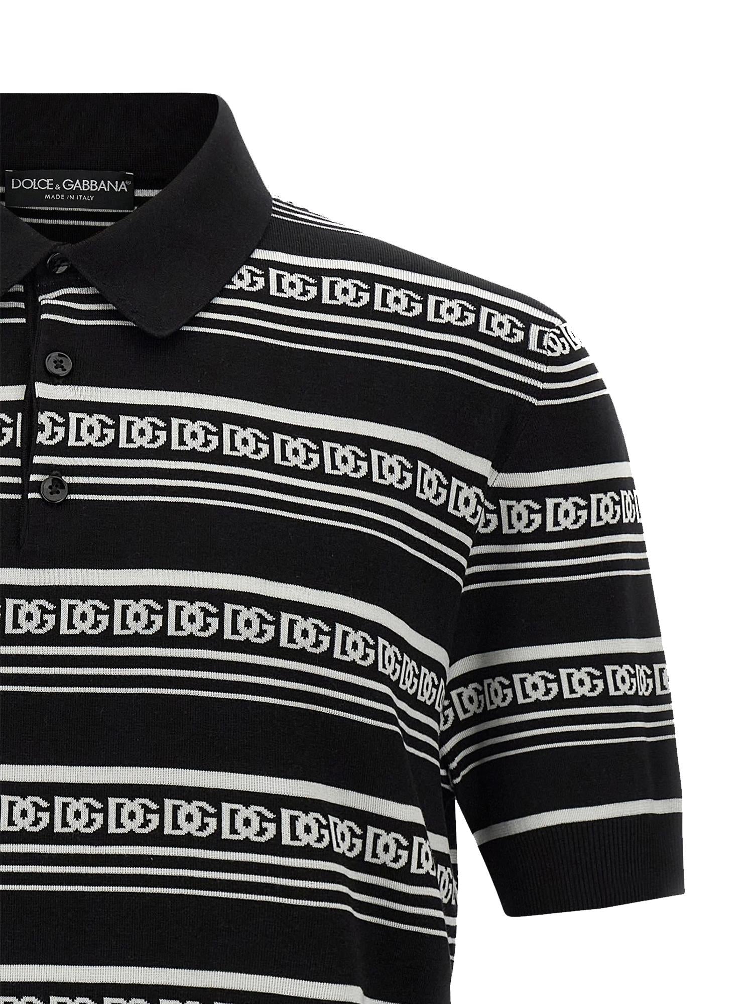 Polo in seta logata GXZ02T JBSN4N0004 DOLCE & GABBANA 