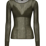 Maglia semitrasparente a costine 102977 A1NDX18 PINKO 