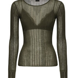 Maglia semitrasparente a costine 102977 A1NDX18 PINKO 