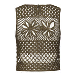 Top senza maniche crochet traforato 104733 A2FFX26 PINKO 