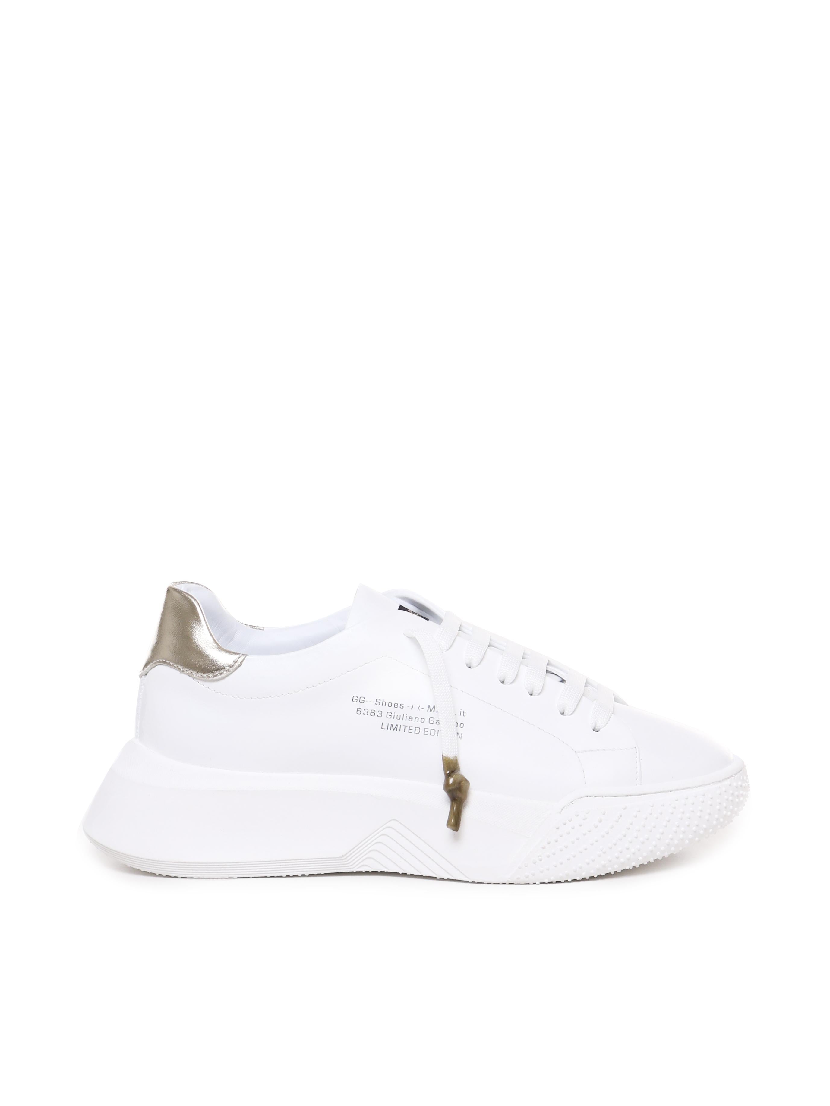 Sneakers Nemesis in nappa con riporto in pelle color oro pe 2021 NEMESIS 2 NAPPAWHITE/GOLD GIULIANO GALIANO 