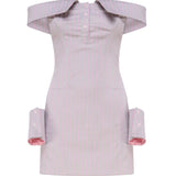 Abito Blake SS24RTWDR094 STRETCH COTTONGREY/PINK PINSTRIPE POSTER GIRL 