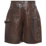 Shorts in pelle con stampa coccodrillo FOSS26SH01323 6322 FOUND 