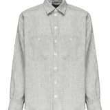 Camicia in tela di lino delavè G5NI3T FU4MFS8290 DOLCE & GABBANA 