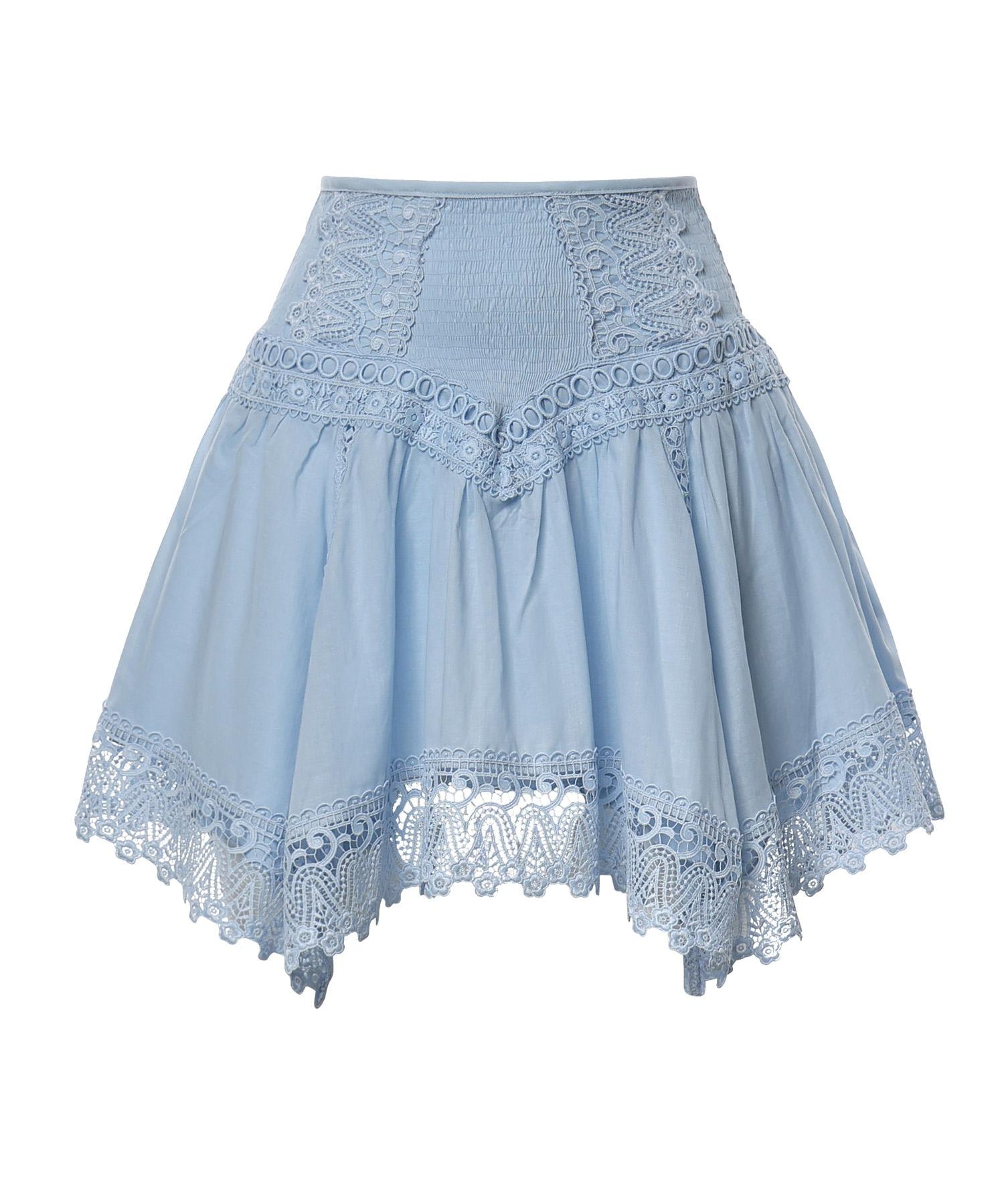 Minigonna Taléa in voile di cotone e pizzo 261400 BLUE CHARO RUIZ 