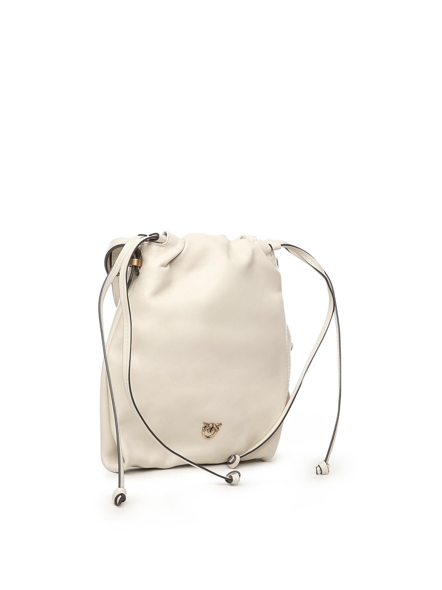 Borsa a spalla Mini Slouchy Bag in pelle con logo 105362 A0QOZ14Q PINKO 