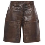 Shorts in pelle con stampa coccodrillo FOSS26SH01323 6322 FOUND 