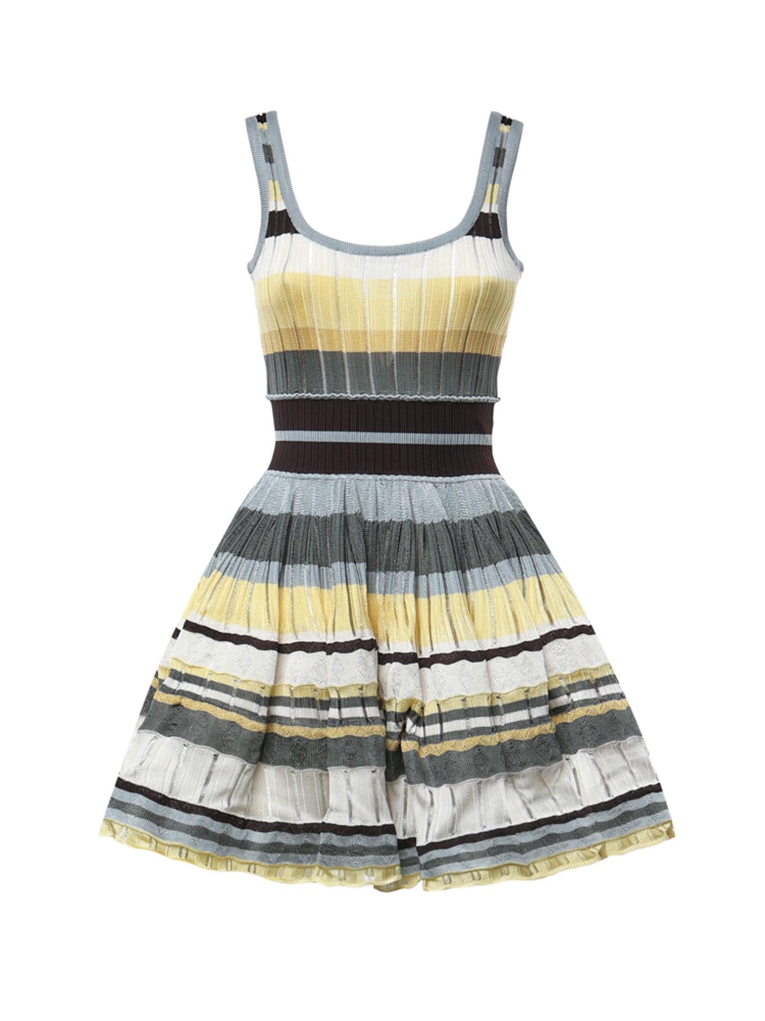 Abito corto in maglia a righe AA9R3100K266D 908 ALAIA 