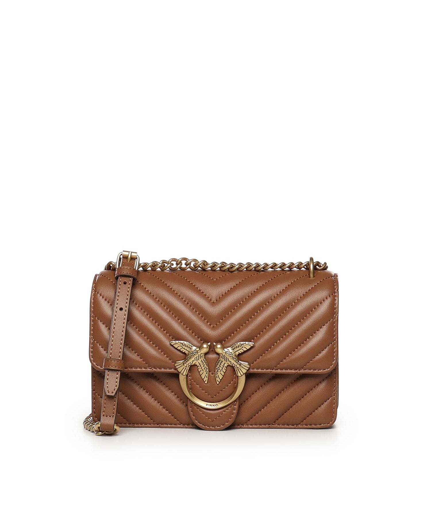 Borsa piccola a tracolla Love Bag One Chevron in pelle 100074 A0GKL17Q PINKO 